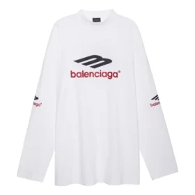 3B Sports Icon Langarm-T-Shirt Oversized «Weiss Schwarz Rot» 720250TPVD79065