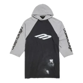 3B Stencil Raglan-T-Shirt mit Kapuze, Oversize «Black» 790403TQVT51083