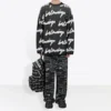 3D Scribble Rundhals-Baumwollpullover «Black» 625985T31801070