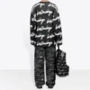 3D Scribble Rundhals-Baumwollpullover «Black» 625985T31801070