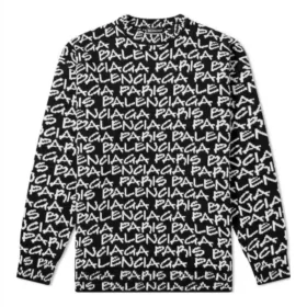 All Over Balenciaga Paris Intarsia-Pullover «Black White» 599826T31701070