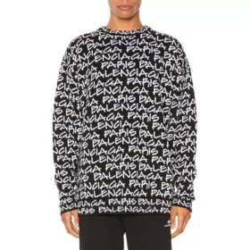 All Over Balenciaga Paris Intarsia-Pullover «Black White» 599826T31701070