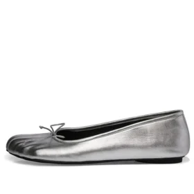Anatomische Ballerinen «Silber glänzend, weiches Schafsleder» 714260WBFA18001