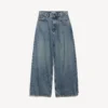 Baggy-Jeans für Damen mit tiefem Schritt in schmutzigem Vintage-Blau