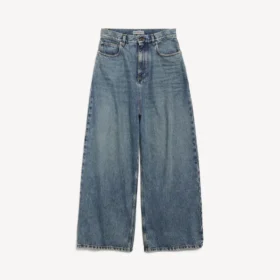 Baggy-Jeans für Damen mit tiefem Schritt in schmutzigem Vintage-Blau Baggy-Jeans für Damen mit tiefem Schritt in schmutzigem Vintage-Blau
