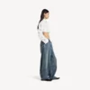 Baggy-Jeans für Damen mit tiefem Schritt in schmutzigem Vintage-Blau