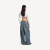 Baggy-Jeans für Damen mit tiefem Schritt in schmutzigem Vintage-Blau