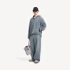 Baggy-Jeans für Herren mit Denim-Stitch-Motiv in Dunkelblau
