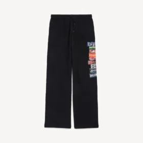 Baggy-Jogginghose für Herren mit «Bumper Stickers»-Motiv in Schwarz