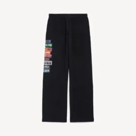 Baggy-Jogginghose für Herren mit «Bumper Stickers»-Motiv in Schwarz
