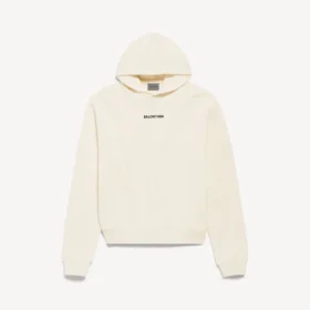Balenciaga Damen-Hoodie mit mittlerer Passform und «Back»-Motiv in Creme