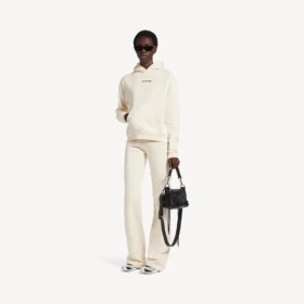 Balenciaga Damen-Hoodie mit mittlerer Passform und «Back»-Motiv in Creme