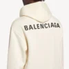 Balenciaga Damen-Hoodie mit mittlerer Passform und «Back»-Motiv in Creme