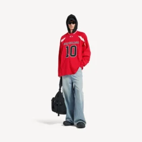 Balenciaga für Herren | Oversize-Langarm-T-Shirt aus der NBA-Kollaboration in Rot/Mehrfarbig
