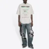 Balenciaga Herren-Baumwollhemd mit lockeren Ärmeln und kurzen Ärmeln, grau 664627TKM102967