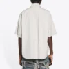 Balenciaga Herren-Baumwollhemd mit lockeren Ärmeln und kurzen Ärmeln, grau 664627TKM102967