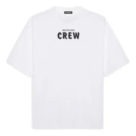 Balenciaga Herren-Crew-Shirt mit Alphabet-Print, kurzärmelig, weiss 620969TIV749040