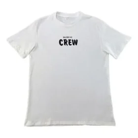 Balenciaga Herren-Crew-Shirt mit Aufdruck, kurzärmelig, weiss 620941TIV749040