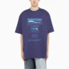 Balenciaga Herren FW21, chemisch zu reinigen, Alphabet-Print, Retro-Strick, kurzärmelig, marineblau 651795TKVF83866