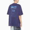 Balenciaga Herren FW21, chemisch zu reinigen, Alphabet-Print, Retro-Strick, kurzärmelig, marineblau 651795TKVF83866