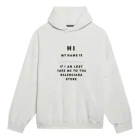 Balenciaga Herren FW21 «Hi My Name Is» mit Alphabet-Muster, langärmelig, weiss 651799TKVF29081