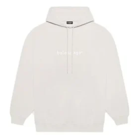 Balenciaga Herren FW21 Kapuzenpullover mit Logo-Alphabet-Aufdruck, langärmelig, cremeweiss 570811TIV552970