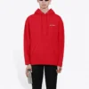 Balenciaga Herren FW21, locker sitzendes Langarm-Hoodie mit Logo, rot, 600583TIV846540