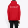 Balenciaga Herren FW21, locker sitzendes Langarm-Hoodie mit Logo, rot, 600583TIV846540