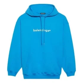 Balenciaga Herren FW21 Logo-Kapuzenpullover mit langen Ärmeln, blau 570811TIV557560