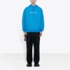 Balenciaga Herren FW21 Logo-Kapuzenpullover mit langen Ärmeln, blau 570811TIV557560