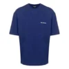 Balenciaga Herren FW21 Logo-Pullover mit Rundhalsausschnitt und kurzen Ärmeln, blau, 612966TIVG53967