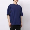Balenciaga Herren FW21 Logo-Pullover mit Rundhalsausschnitt und kurzen Ärmeln, blau, 612966TIVG53967