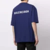 Balenciaga Herren FW21 Logo-Pullover mit Rundhalsausschnitt und kurzen Ärmeln, blau, 612966TIVG53967