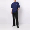 Balenciaga Herren FW21 Logo-Pullover mit Rundhalsausschnitt und kurzen Ärmeln, blau, 612966TIVG53967