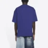 Balenciaga Herren FW21 Retro-Strick-T-Shirt mit kurzen Ärmeln, marineblau 612966TKVD33967