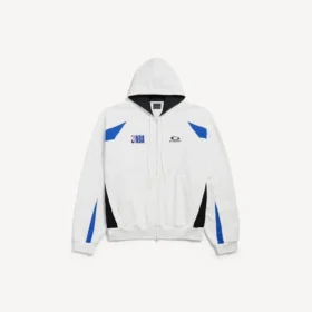 Balenciaga Herren | NBA-Kollaboration: Oversize-Hoodie mit Reissverschluss in Weiss/Mehrfarbig