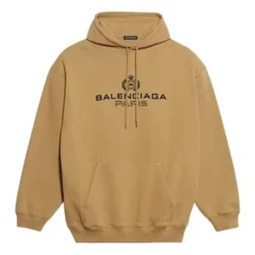 Balenciaga Herren Paris Laurel Fleece mit Aufdruck, Khaki 570811TIV259605
