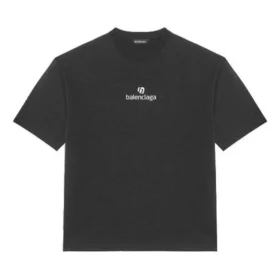 Balenciaga Herren-Pullover mit Alphabet-Print, kurzärmelig, schwarz 612966TJVD91034