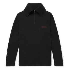 Balenciaga Herren-Pullover mit gesticktem Logo, halbem Reissverschluss und hohem Kragen, schwarz 486144TWK521000 Balenciaga Herren-Pullover mit gesticktem Logo, halbem Reissverschluss und hohem Kragen, schwarz 486144TWK521000