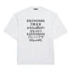 Balenciaga Herren-Pullover mit Rundhalsausschnitt, Kurzarm, weiss, mit Schriftzug 641614TJVI39040