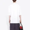 Balenciaga Herren-Pullover mit Rundhalsausschnitt, Kurzarm, weiss, mit Schriftzug 641614TJVI39040