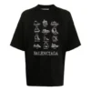 Balenciaga Herren SS21 Freizeit-T-Shirt mit Aufdruck, gross, kurzärmelig, schwarz 641614TJV801070