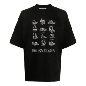 Balenciaga Herren SS21 Freizeit-T-Shirt mit Aufdruck, gross, kurzärmelig, schwarz 641614TJV801070