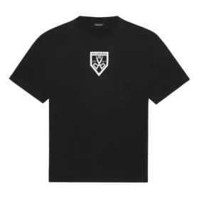 Balenciaga Herren SS21, gemustertes T-Shirt mit Rundhalsausschnitt und kurzen Ärmeln, schwarz, 651795TKV771070