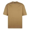 Balenciaga Herren SS21, locker sitzendes T-Shirt mit Rundhalsausschnitt, gesticktem Alphabet-Logo und kurzen Ärmeln, Khaki 612966TJV879504