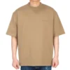 Balenciaga Herren SS21, locker sitzendes T-Shirt mit Rundhalsausschnitt, gesticktem Alphabet-Logo und kurzen Ärmeln, Khaki 612966TJV879504