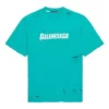 Balenciaga Herren SS21 mit Alphabet-Print, Lochmuster, Rundhalsausschnitt, Kurzarm, grün 651795TKVB84661