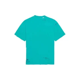 Balenciaga Herren SS21 mit Alphabet-Print, Lochmuster, Rundhalsausschnitt, Kurzarm, grün 651795TKVB84661
