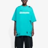 Balenciaga Herren SS21 mit Alphabet-Print, Lochmuster, Rundhalsausschnitt, Kurzarm, grün 651795TKVB84661