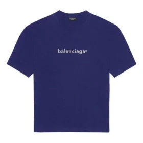 Balenciaga Herren SS21 T-Shirt mit Logo-Aufdruck «Alphabet», kurzärmelig, blau, 612966TIV545400